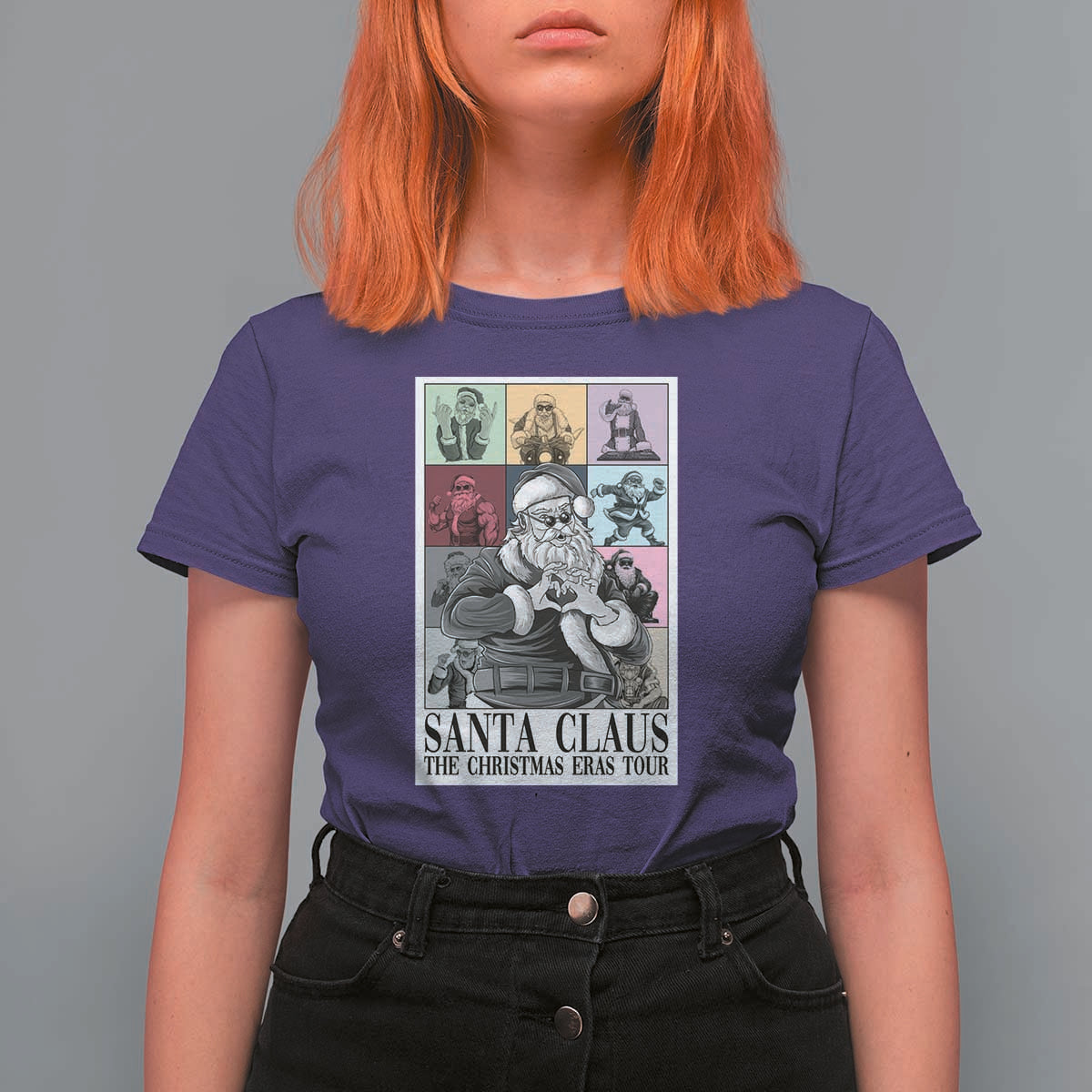 Funny Santa Claus The Christmas Eras Tours T Shirt For Women - Wonder Print Shop