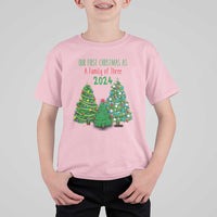 First Christmas As A family Of Three T Shirt For Kid - Wonder Print Shop
