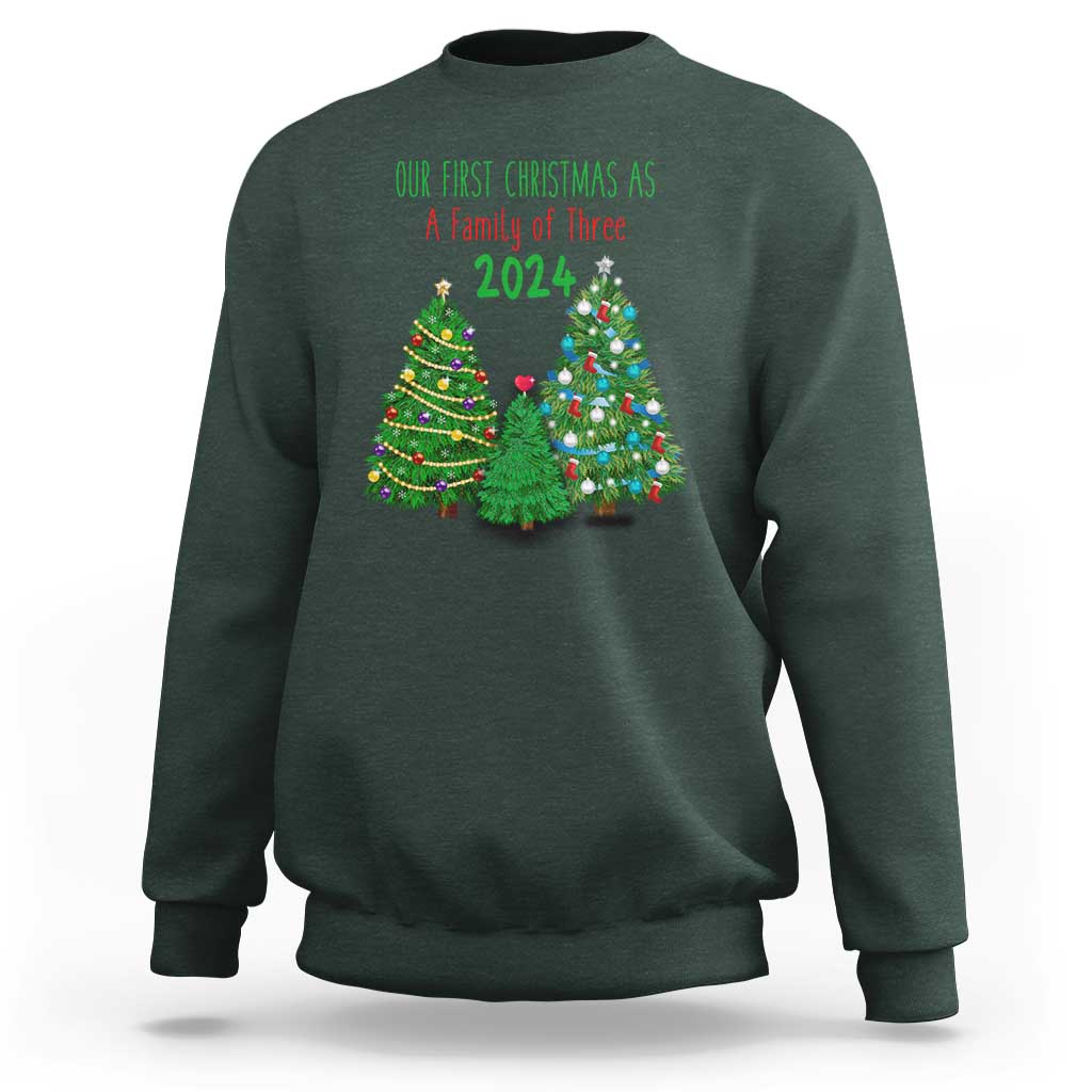 First Christmas As A family Of Three Sweatshirt - Wonder Print Shop