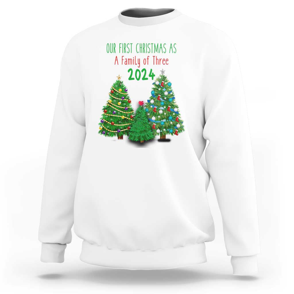 First Christmas As A family Of Three Sweatshirt - Wonder Print Shop