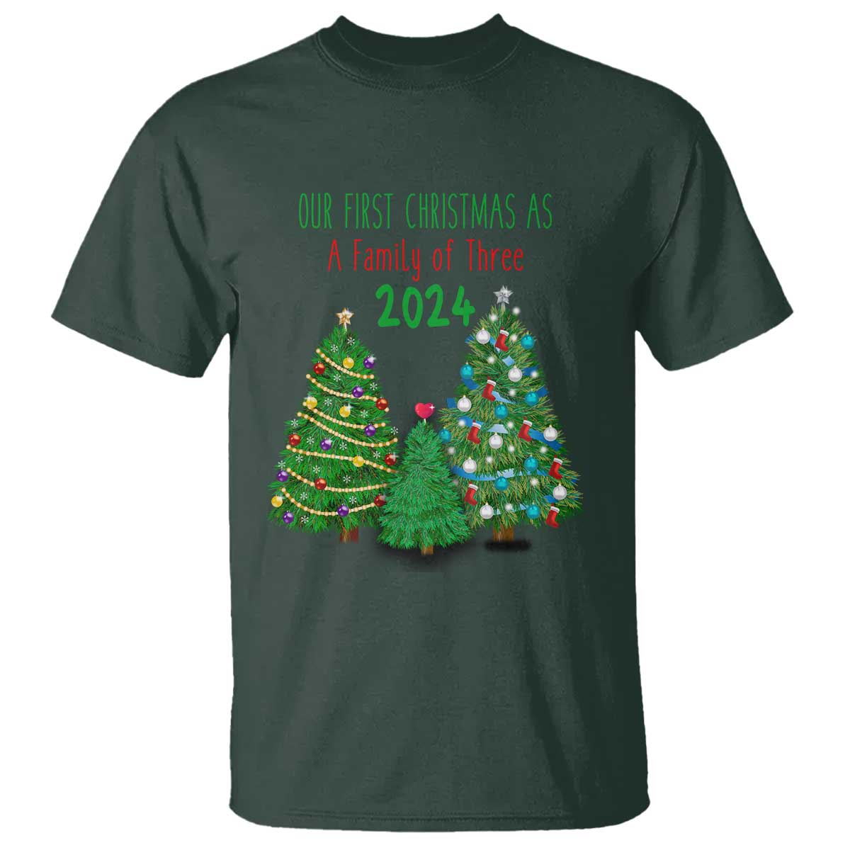 First Christmas As A family Of Three T Shirt - Wonder Print Shop