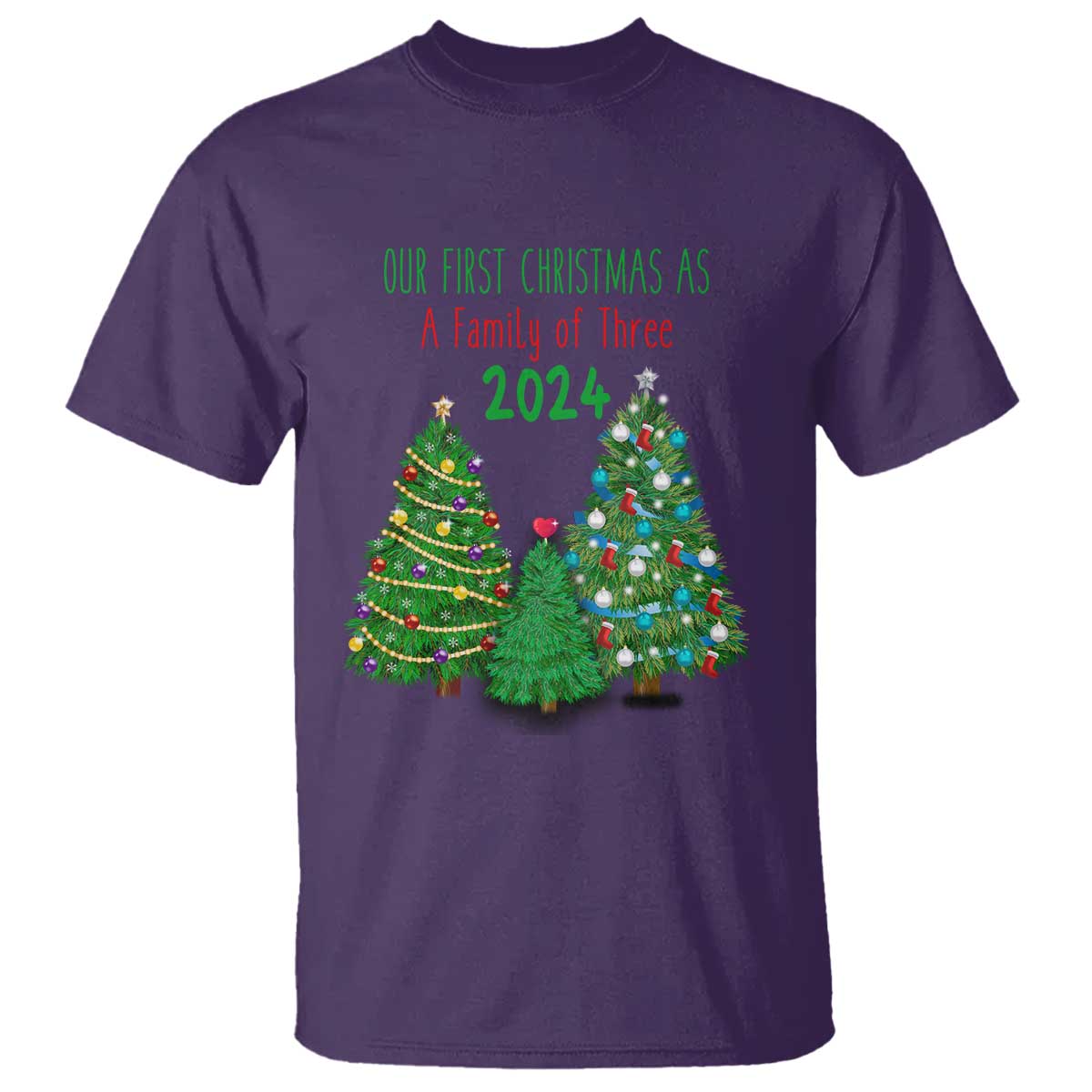 First Christmas As A family Of Three T Shirt - Wonder Print Shop