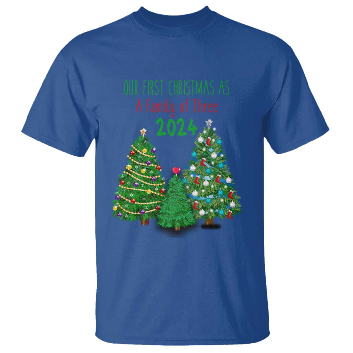 First Christmas As A family Of Three T Shirt - Wonder Print Shop