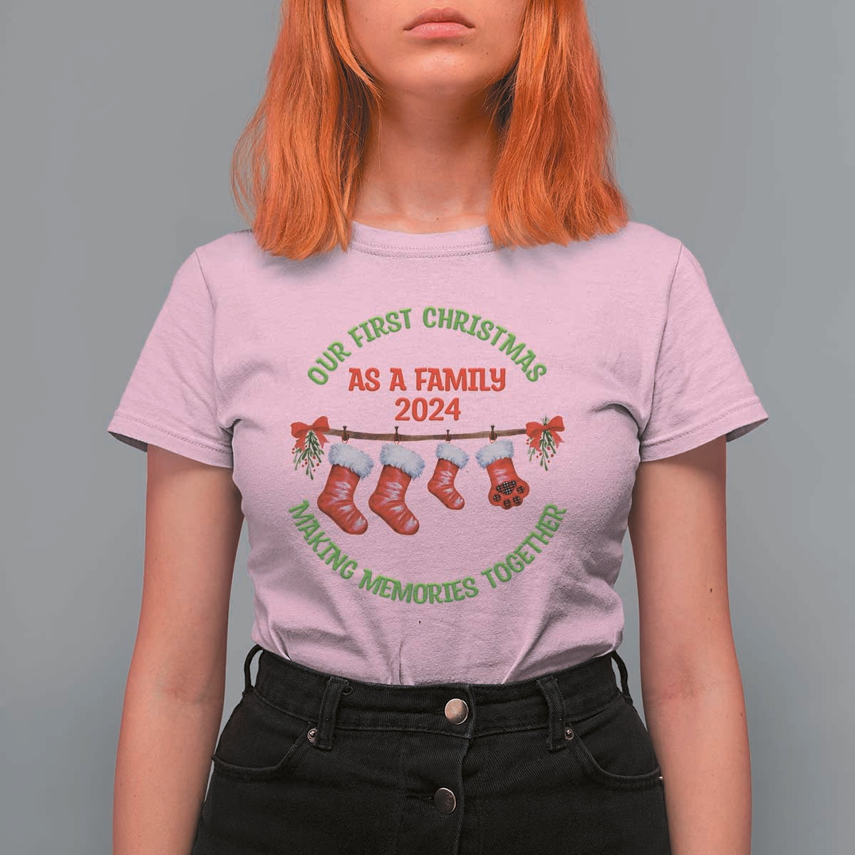 First Christmas As A family T Shirt For Women Making Memories Together Xmas 2024 - Wonder Print Shop