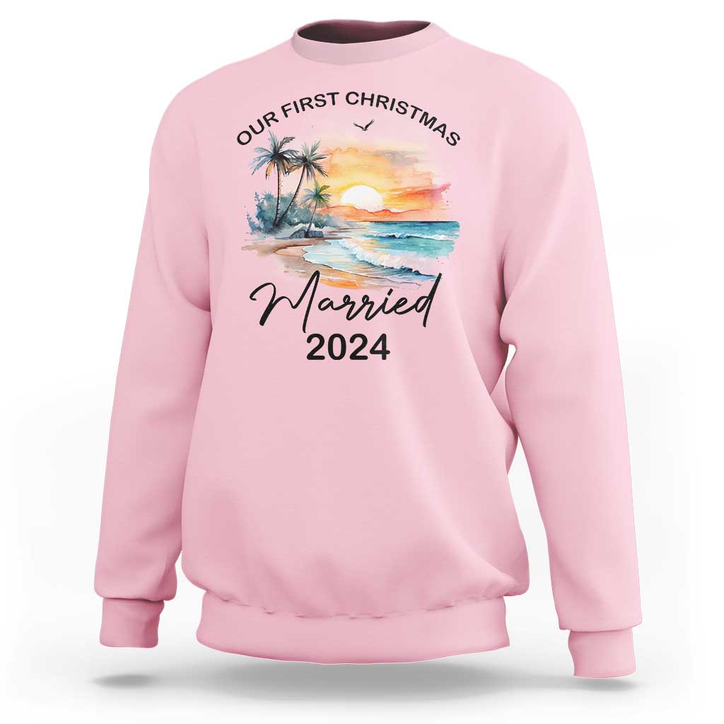 First Christmas Married 2024 Couple Matching Sweatshirt - Wonder Print Shop