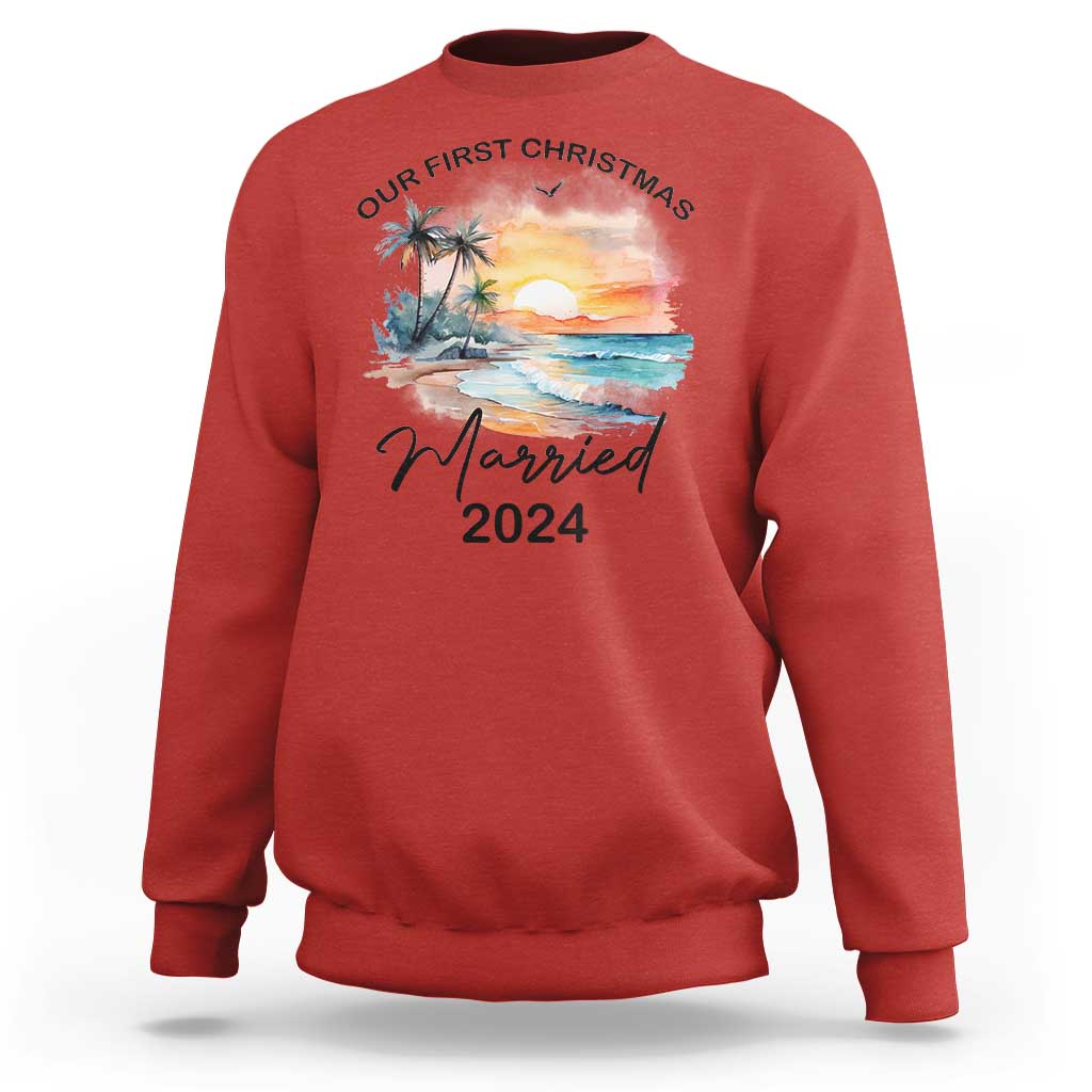 First Christmas Married 2024 Couple Matching Sweatshirt - Wonder Print Shop