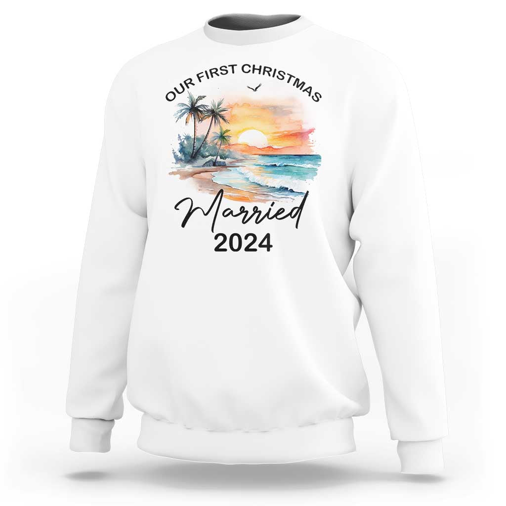 First Christmas Married 2024 Couple Matching Sweatshirt - Wonder Print Shop