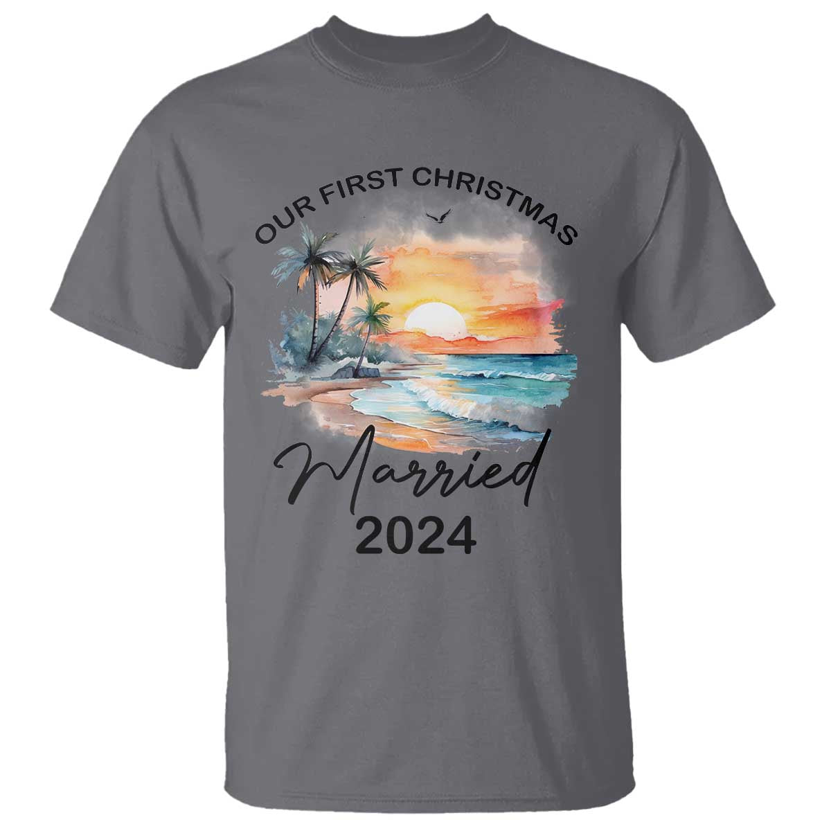 First Christmas Married 2024 Couple Matching T Shirt - Wonder Print Shop