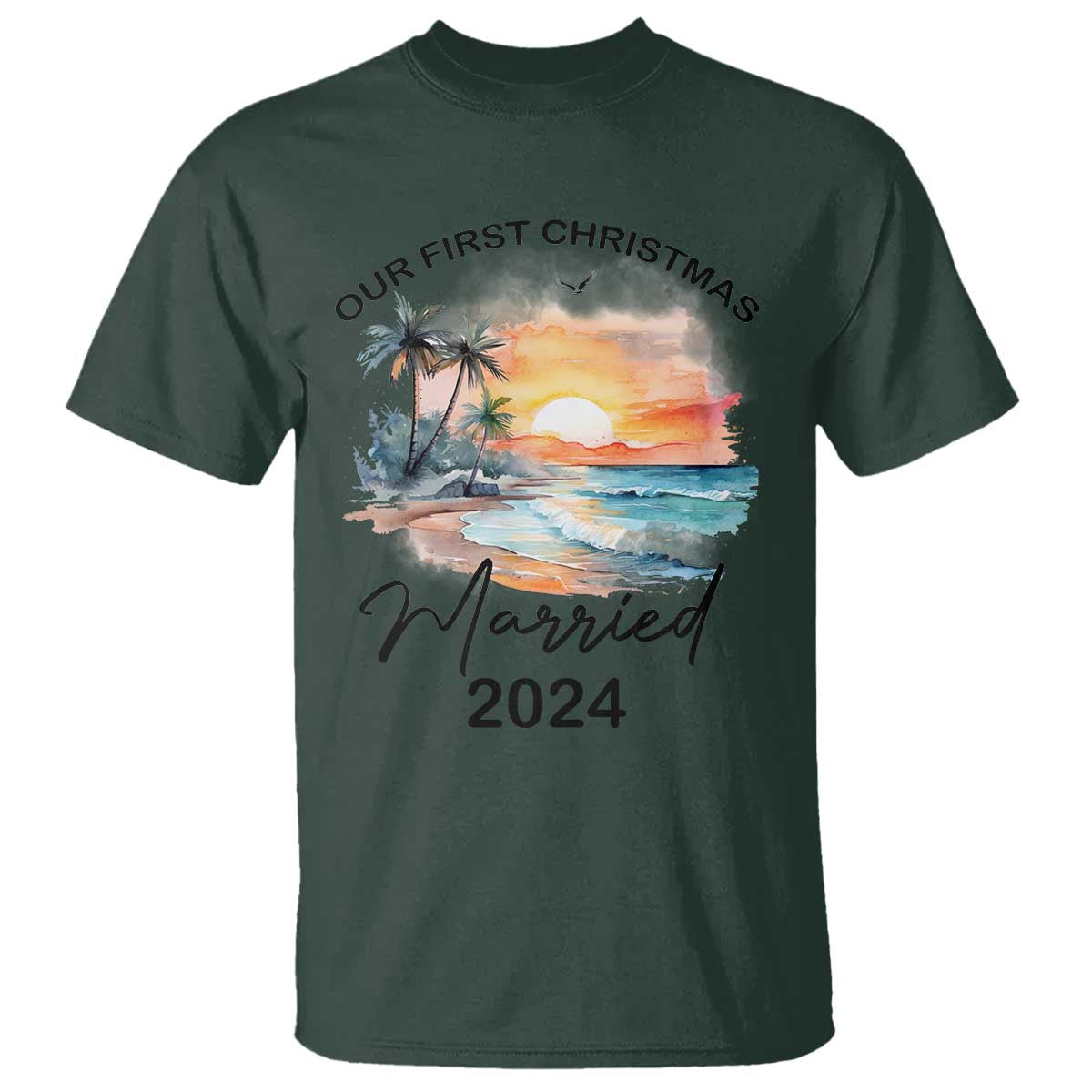 First Christmas Married 2024 Couple Matching T Shirt - Wonder Print Shop