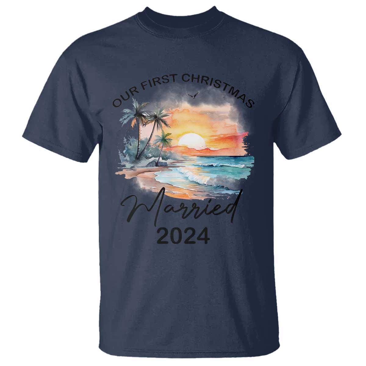 First Christmas Married 2024 Couple Matching T Shirt - Wonder Print Shop