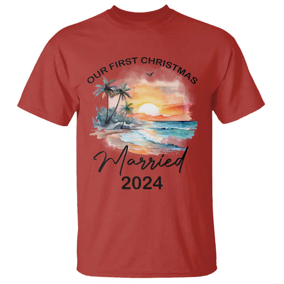 First Christmas Married 2024 Couple Matching T Shirt - Wonder Print Shop