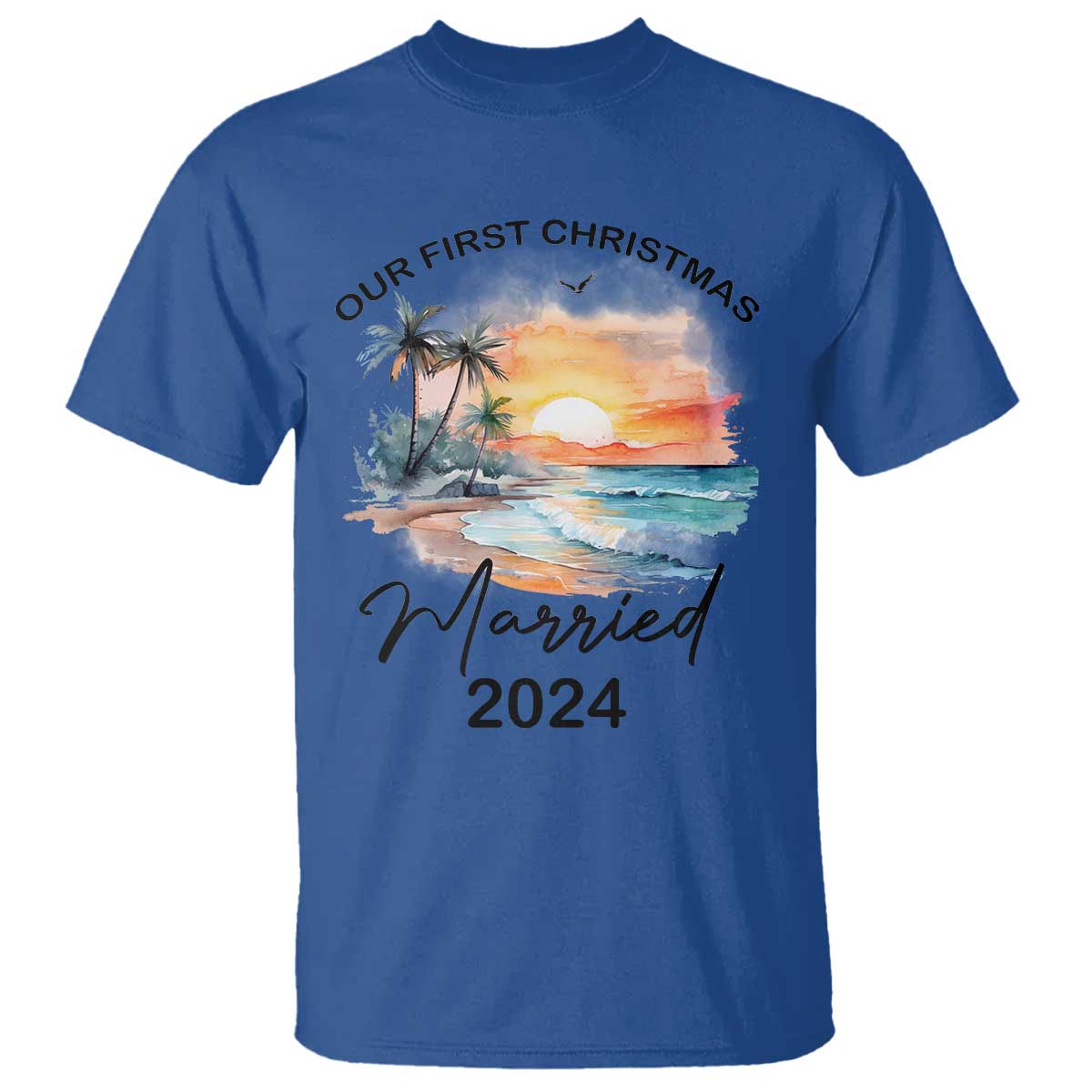 First Christmas Married 2024 Couple Matching T Shirt - Wonder Print Shop