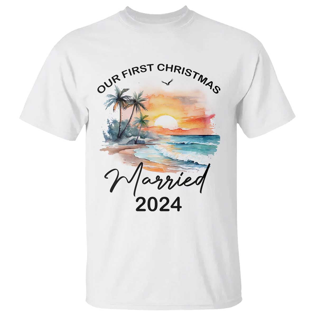 First Christmas Married 2024 Couple Matching T Shirt - Wonder Print Shop