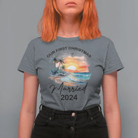 First Christmas Married 2024 Couple Matching T Shirt For Women - Wonder Print Shop