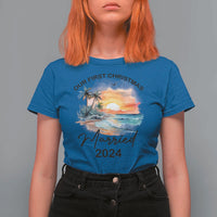 First Christmas Married 2024 Couple Matching T Shirt For Women - Wonder Print Shop