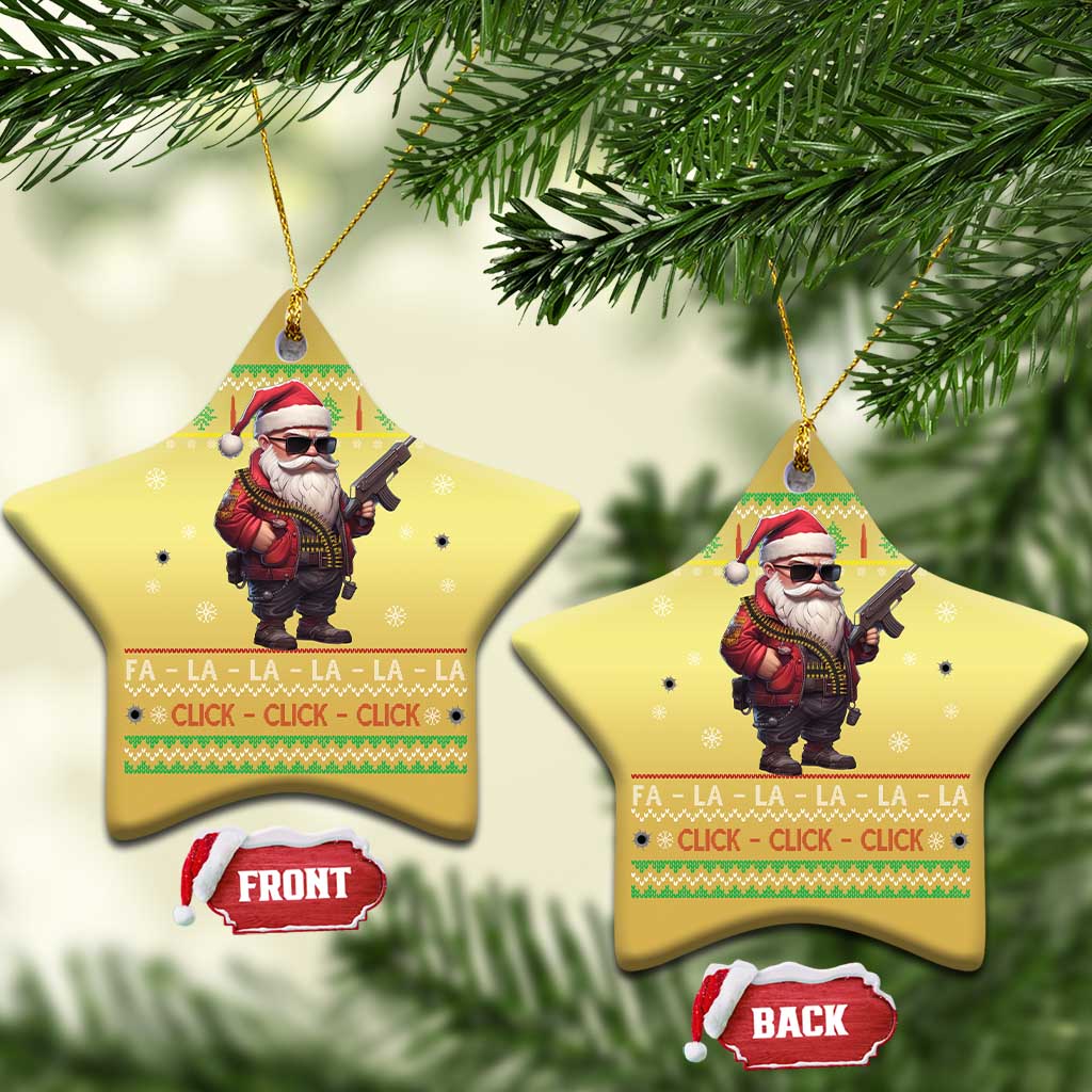 Xmas Gun Lover Christmas Ornament Santa Army Gun Click Click Sing Fa La La La - Wonder Print Shop