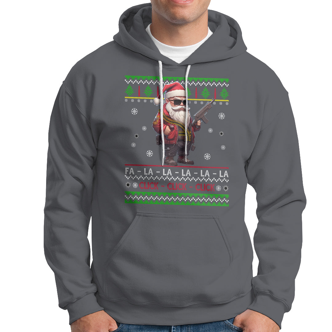 Christmas Hoodie Santa Claus Gun Click Click Sing Fa La La La - Wonder Print Shop