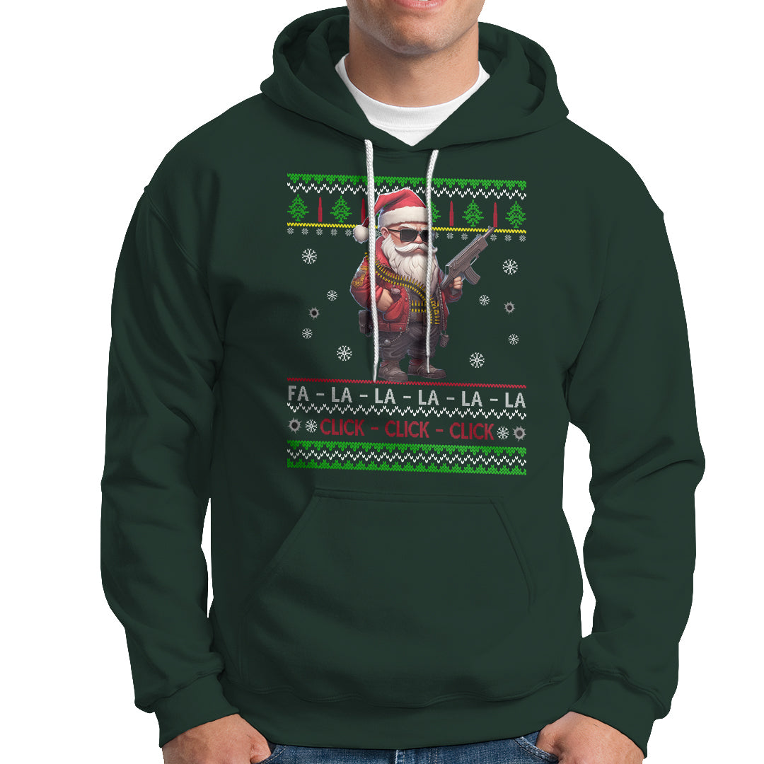 Christmas Hoodie Santa Claus Gun Click Click Sing Fa La La La - Wonder Print Shop