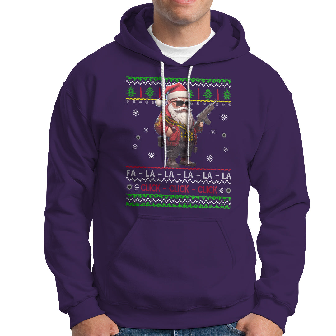 Christmas Hoodie Santa Claus Gun Click Click Sing Fa La La La - Wonder Print Shop
