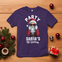 Christmas T Shirt Party Like Santa's Not Watching Funny Santa Sunglas - Wonder Print Shop