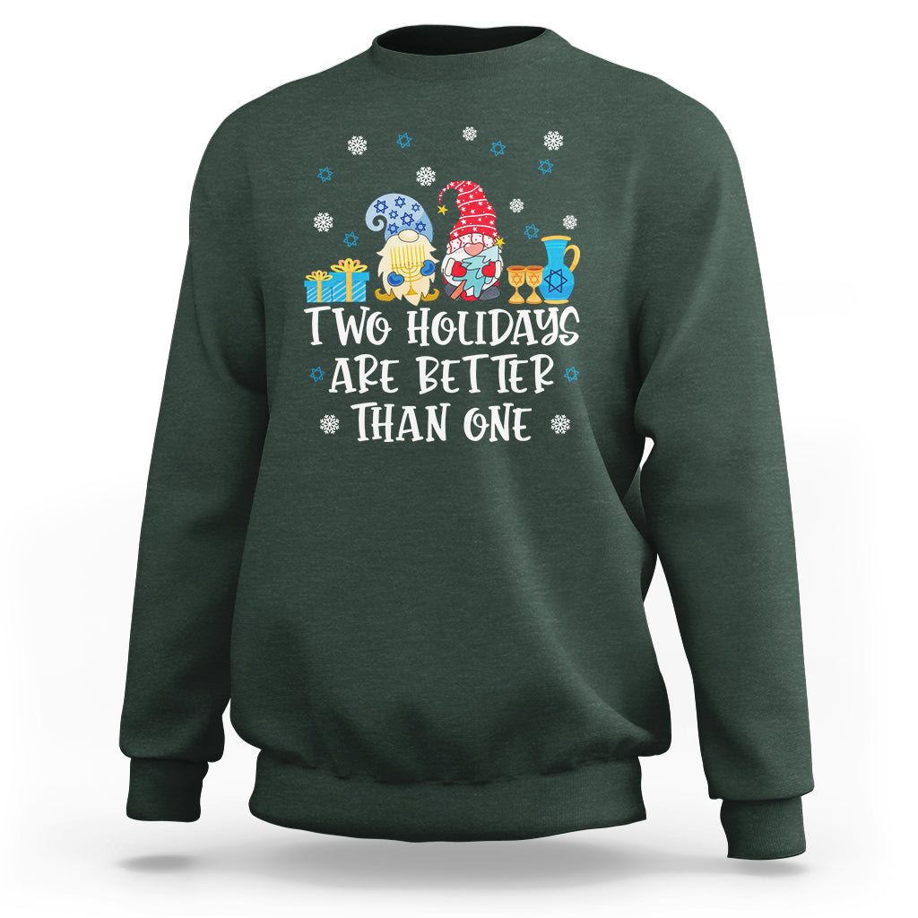 Christmas Hanukkah Two Holidays Are Better Than One Jewish Gnome Sweatshirt - Wonder Print Shop