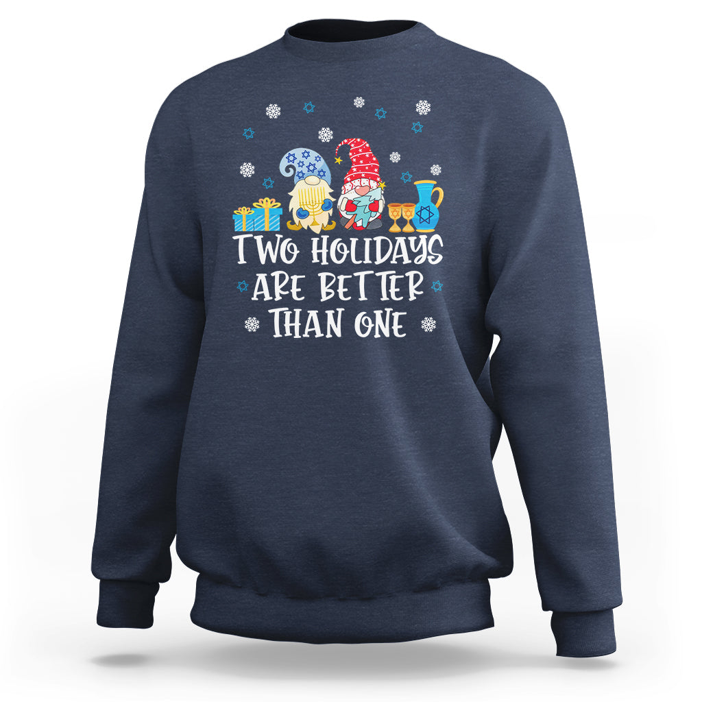 Christmas Hanukkah Two Holidays Are Better Than One Jewish Gnome Sweatshirt - Wonder Print Shop