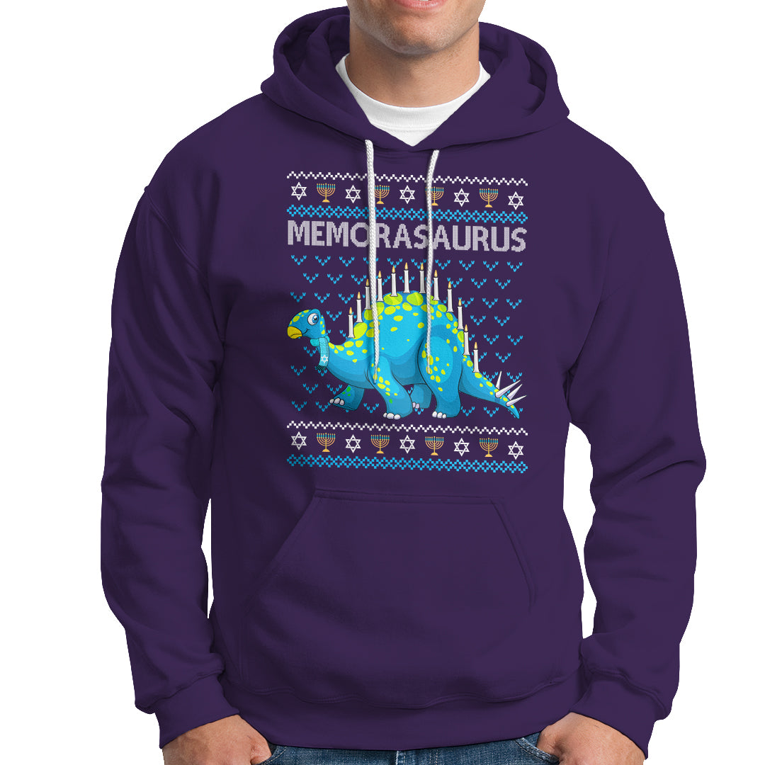Menorasaurus Menorah Dino Hanukkah Dinosaur Hoodie - Wonder Print Shop