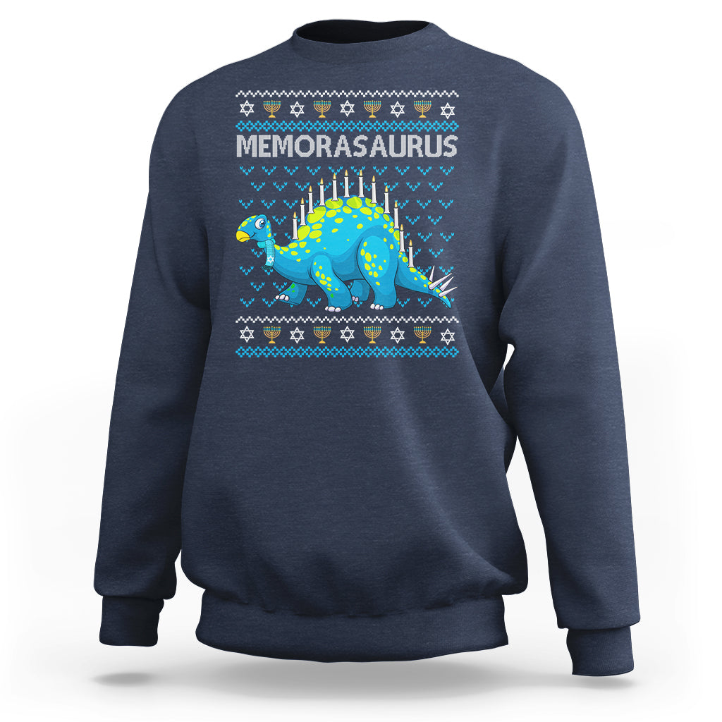 Menorasaurus Menorah Dino Hanukkah Dinosaur Sweatshirt - Wonder Print Shop