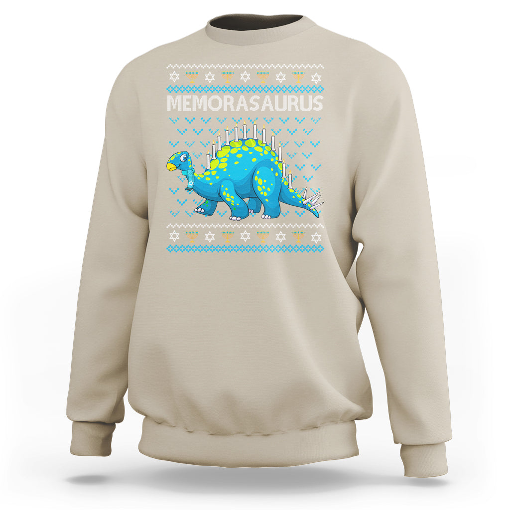 Menorasaurus Menorah Dino Hanukkah Dinosaur Sweatshirt - Wonder Print Shop
