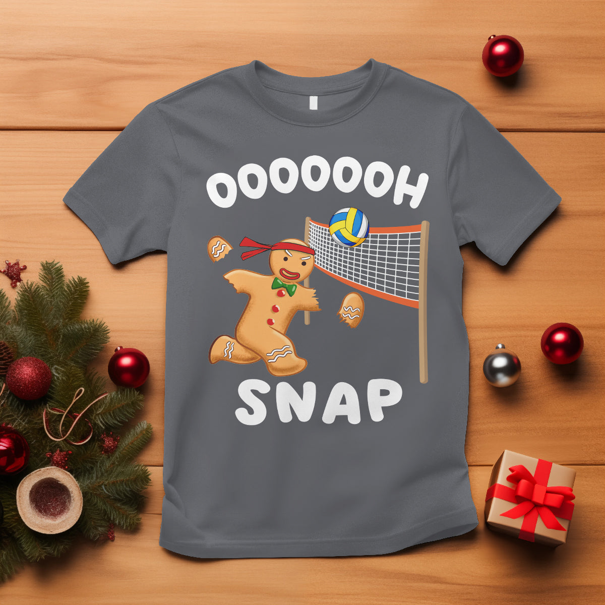 Christmas Sport T Shirt Volleyball Player Gingerbread Man Blocker Oh Snap - Wonder Print Shop