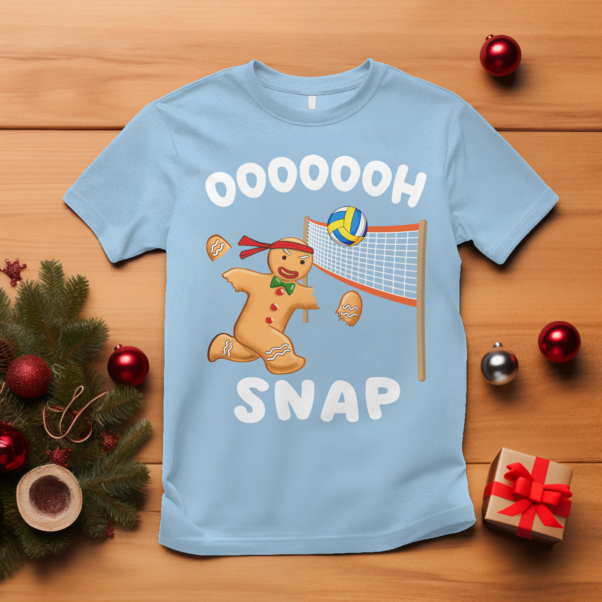 Christmas Sport T Shirt Volleyball Player Gingerbread Man Blocker Oh Snap - Wonder Print Shop