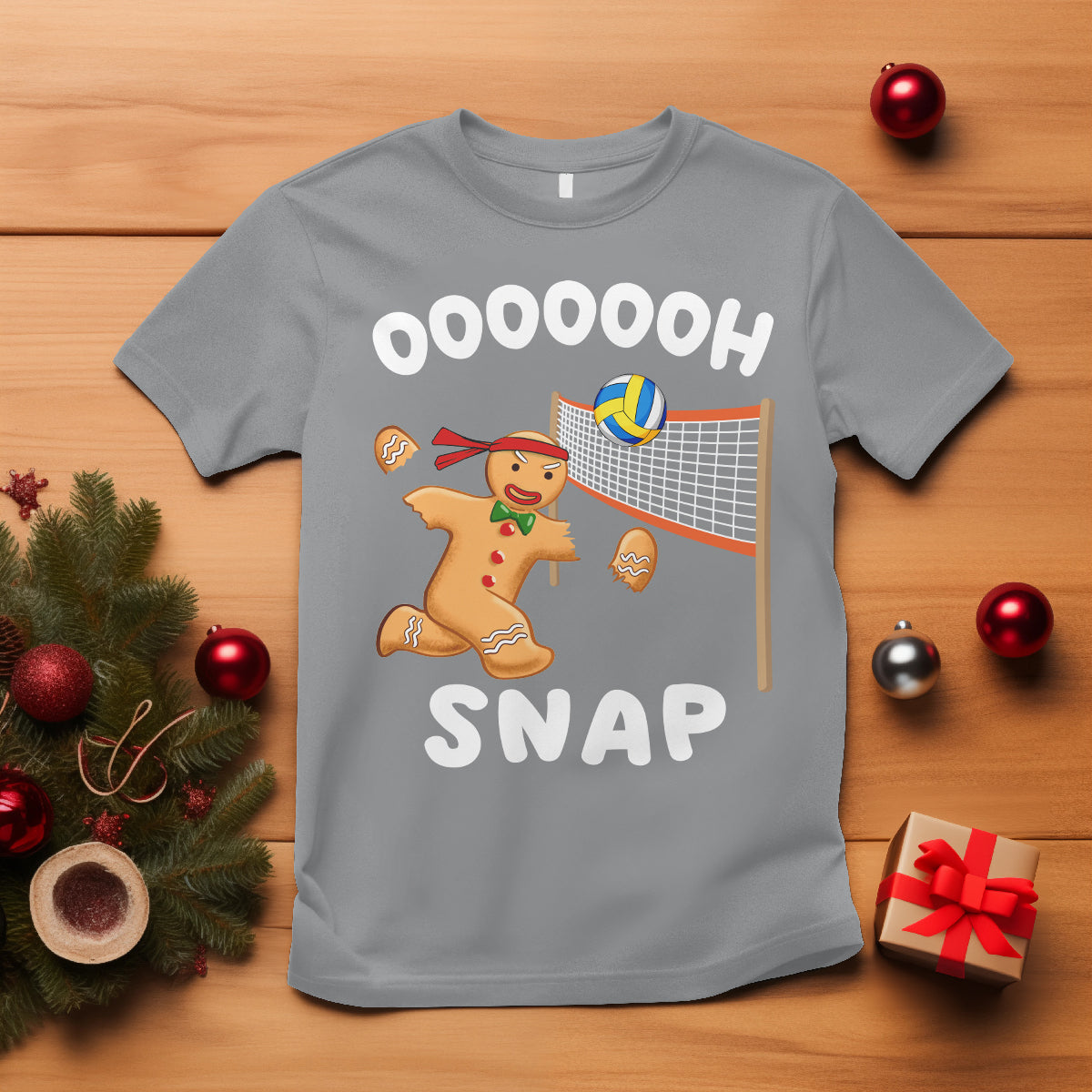 Christmas Sport T Shirt Volleyball Player Gingerbread Man Blocker Oh Snap - Wonder Print Shop