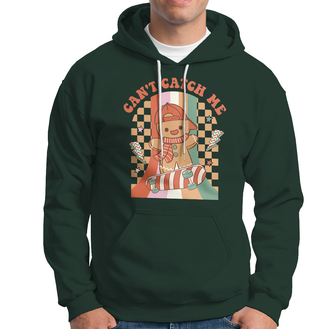 Christmas Hoodie Skateboarding Gingerbread Boy Can't Catch Me - Wonder Print Shop