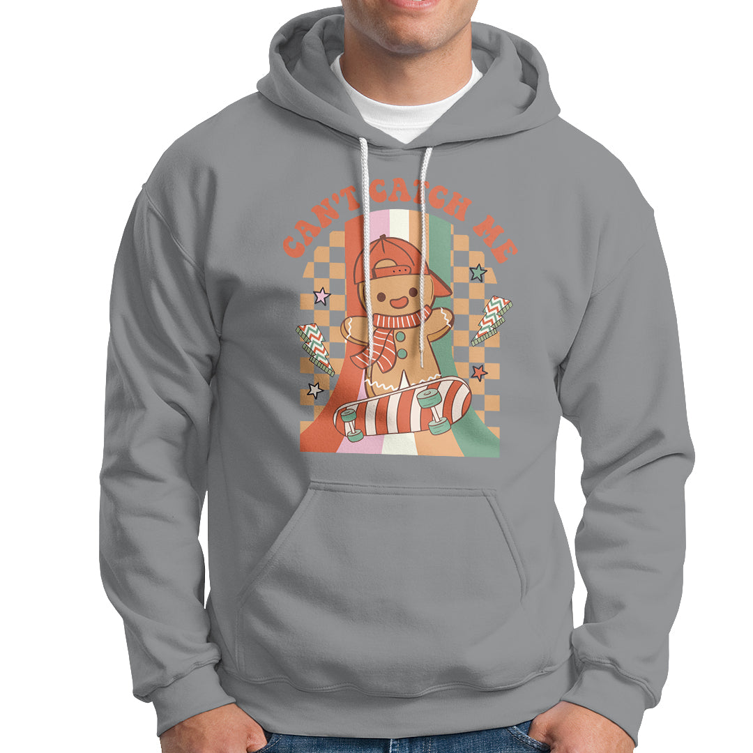 Christmas Hoodie Skateboarding Gingerbread Boy Can't Catch Me - Wonder Print Shop