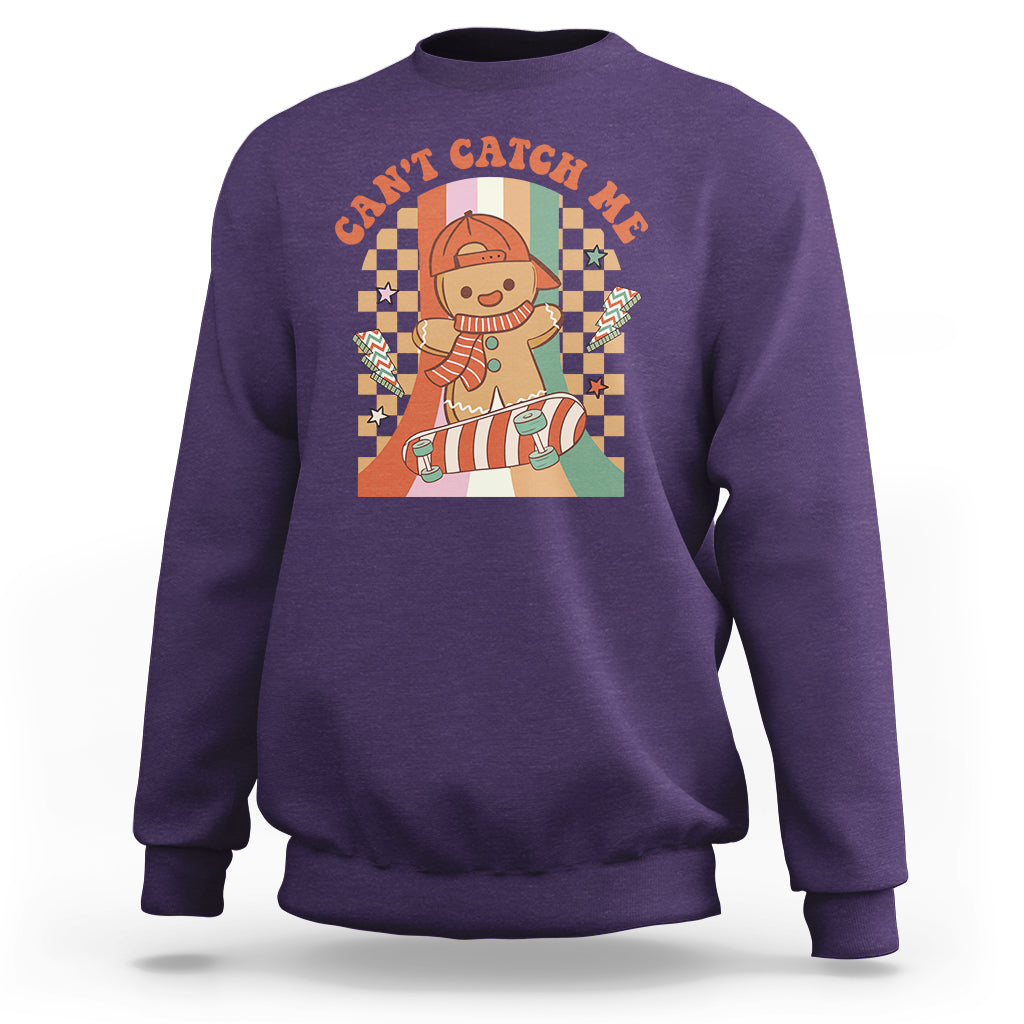 Christmas Sweatshirt Skateboarding Gingerbread Boy Can't Catch Me - Wonder Print Shop