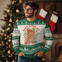 Groovy Xmas Skateboard Ugly Christmas Sweater Can't Catch Me Gingerbread Boy - Wonder Print Shop
