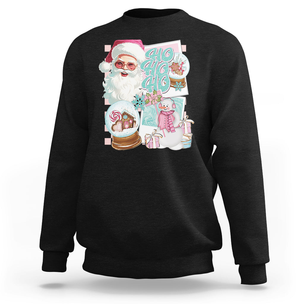 Christmas Sweatshirt Vintage Pink Santa Claus Ho Ho Ho - Wonder Print Shop
