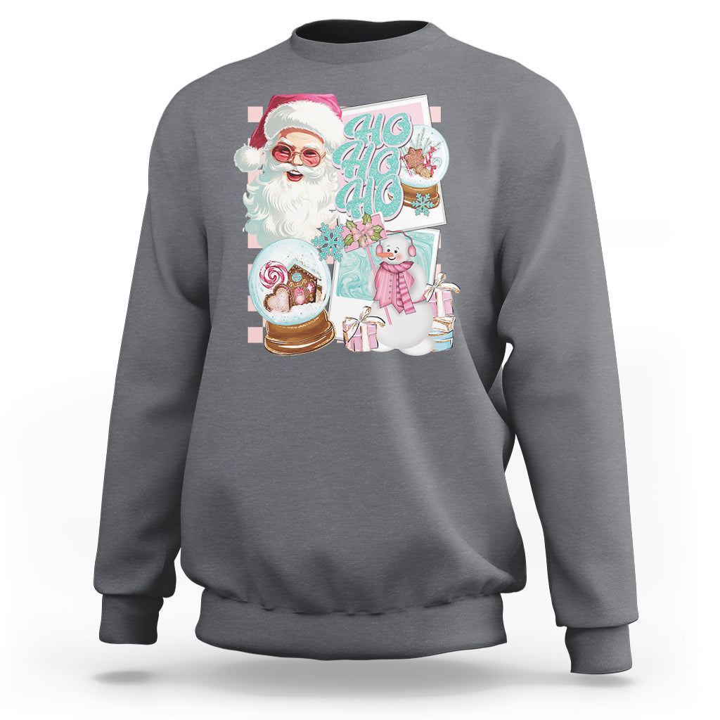 Christmas Sweatshirt Vintage Pink Santa Claus Ho Ho Ho - Wonder Print Shop
