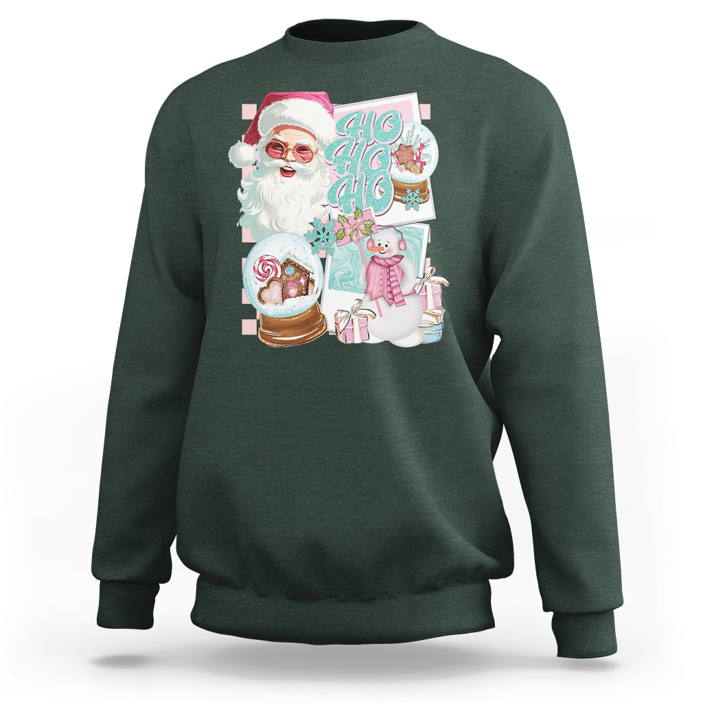 Christmas Sweatshirt Vintage Pink Santa Claus Ho Ho Ho - Wonder Print Shop