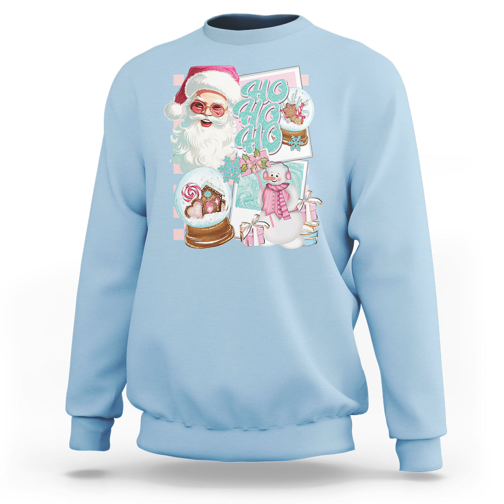 Christmas Sweatshirt Vintage Pink Santa Claus Ho Ho Ho - Wonder Print Shop
