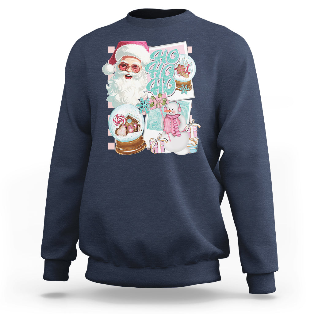 Christmas Sweatshirt Vintage Pink Santa Claus Ho Ho Ho - Wonder Print Shop