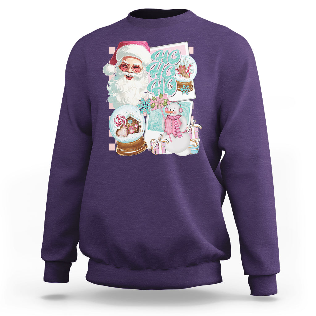 Christmas Sweatshirt Vintage Pink Santa Claus Ho Ho Ho - Wonder Print Shop