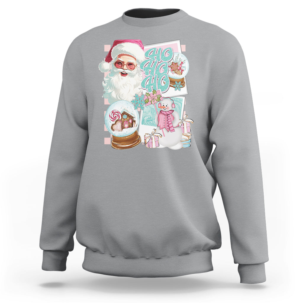 Christmas Sweatshirt Vintage Pink Santa Claus Ho Ho Ho - Wonder Print Shop