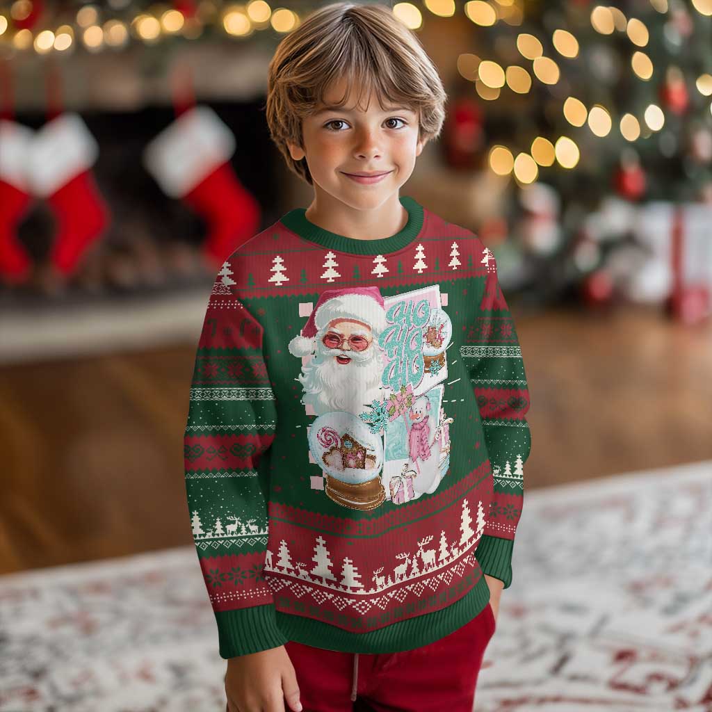 Vintage Xmas Ugly Christmas Sweater Pink Santa Claus Ho Ho Ho - Wonder Print Shop