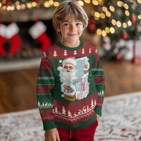 Vintage Xmas Ugly Christmas Sweater Pink Santa Claus Ho Ho Ho - Wonder Print Shop