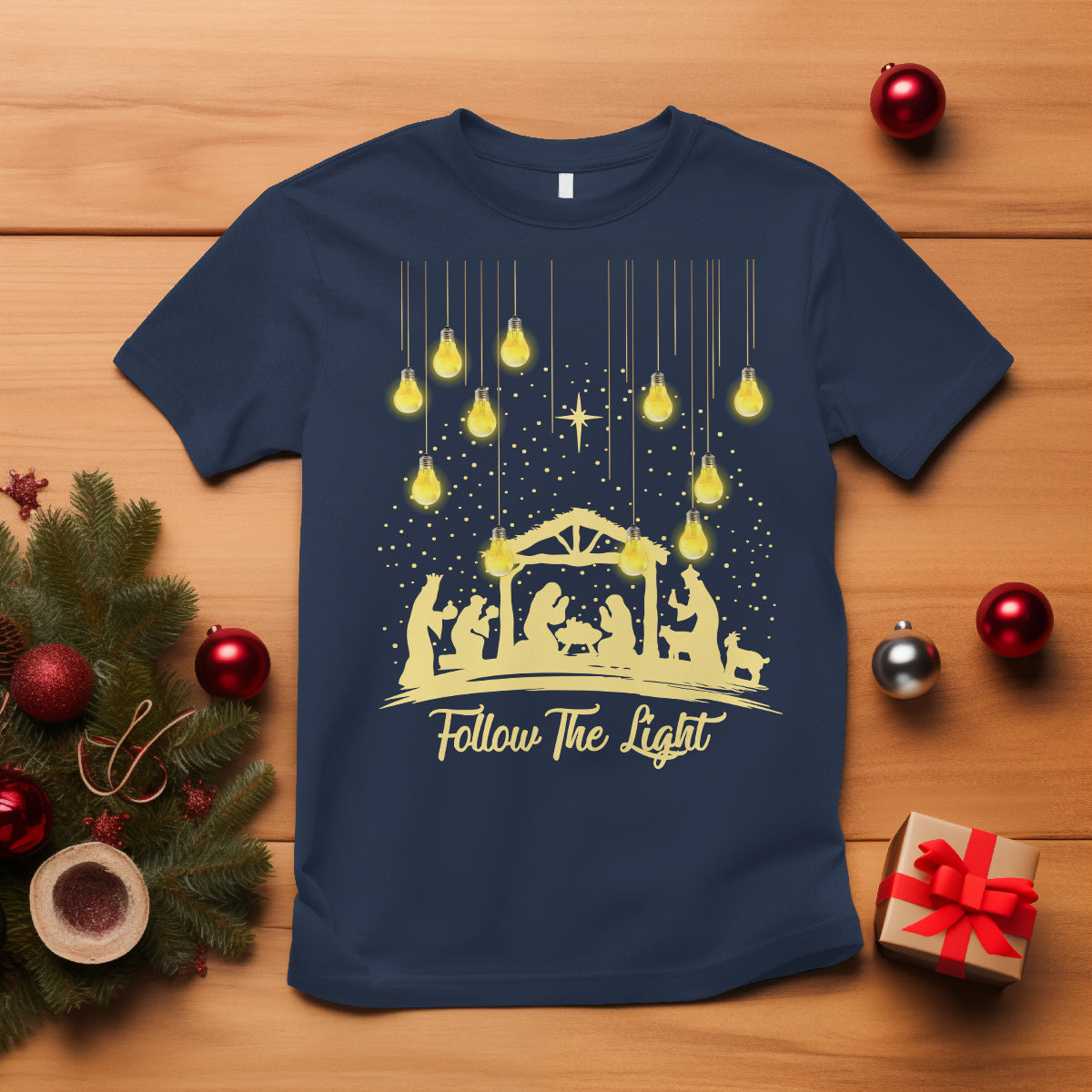 Follow the Light Christ Chrsitmas Light T Shirt - Wonder Print Shop