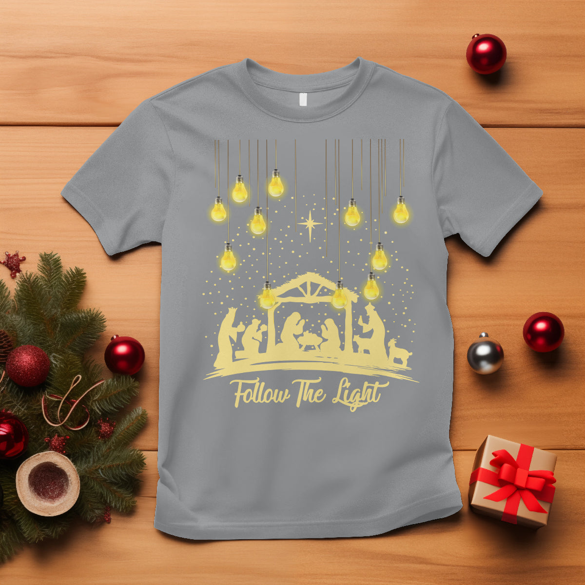 Follow the Light Christ Chrsitmas Light T Shirt - Wonder Print Shop