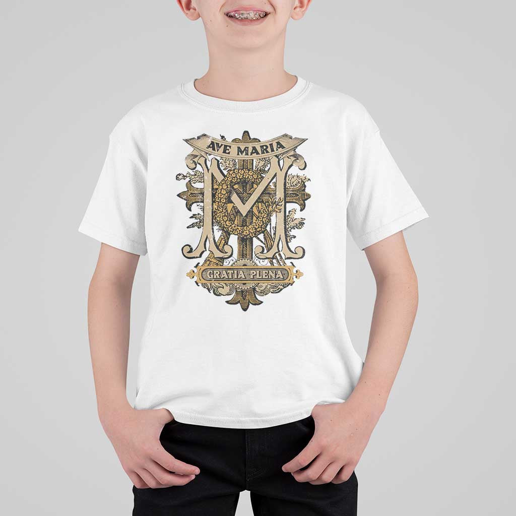 Ave Maria T Shirt For Kid Gratia Plena Blessed Mother Mary Hail - Wonder Print Shop