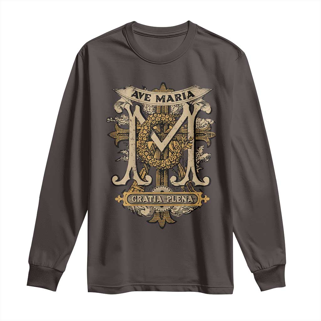 Ave Maria Long Sleeve Shirt Gratia Plena Blessed Mother Mary Hail