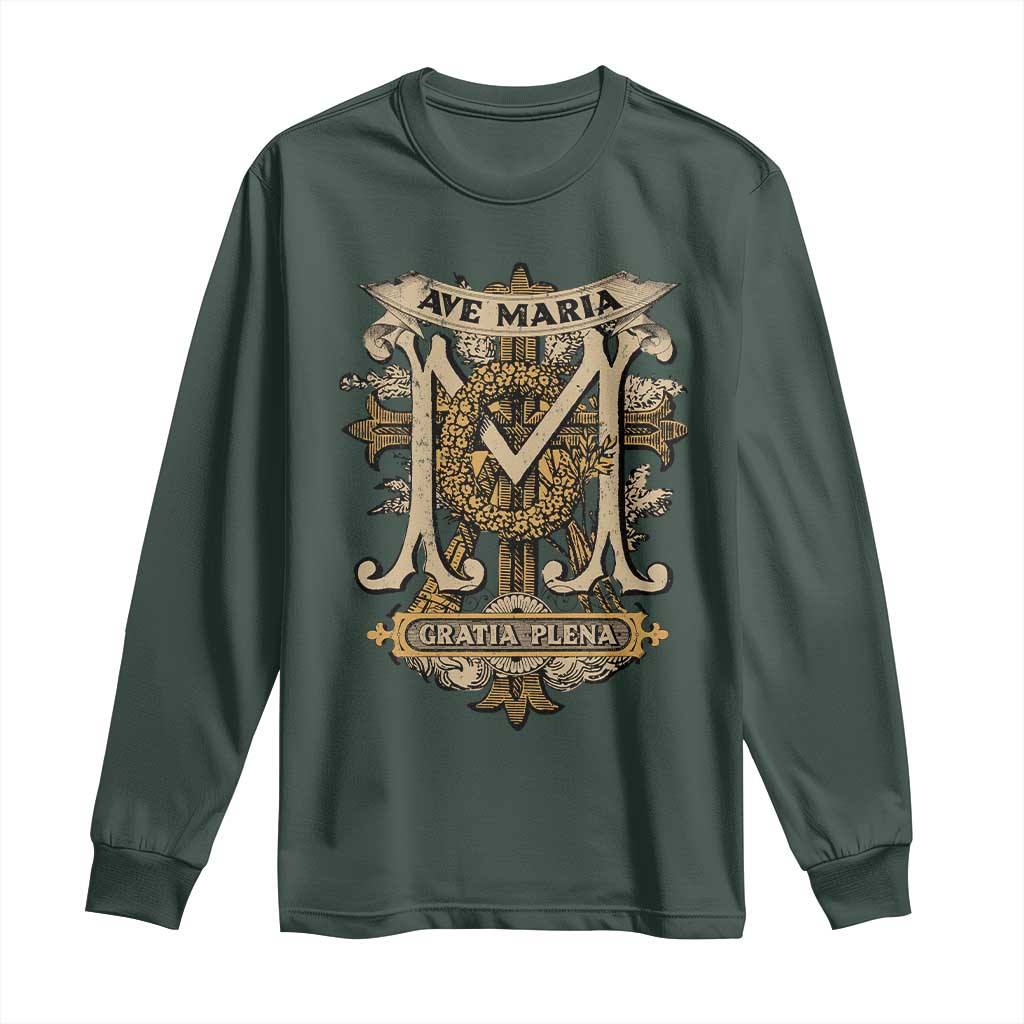 Ave Maria Long Sleeve Shirt Gratia Plena Blessed Mother Mary Hail